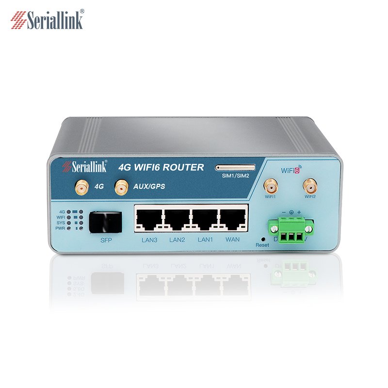 SERIALLINK Cellular 4G Router With SIM Card Slot 2x2 WIFI6 4X1000M LAN Ports 1xSFP Port 48V POE Output Optional DC12-55V Input